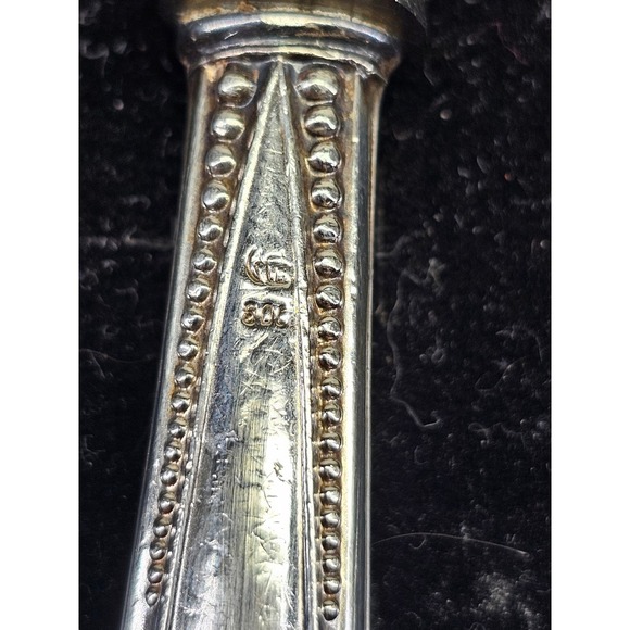 Antique 800 Silver Butter Knife Early 1900s Beaded Border Spreader 7.5in Good - Picture 2 of 7